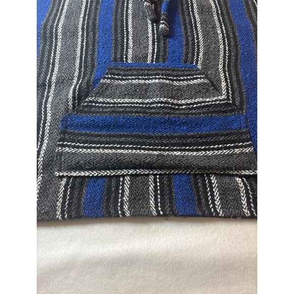 Earth Rogz Medium Mexican Baja Hoodie Sweatshirt Striped Pullover With Kangaroo - Picture 2 of 13
